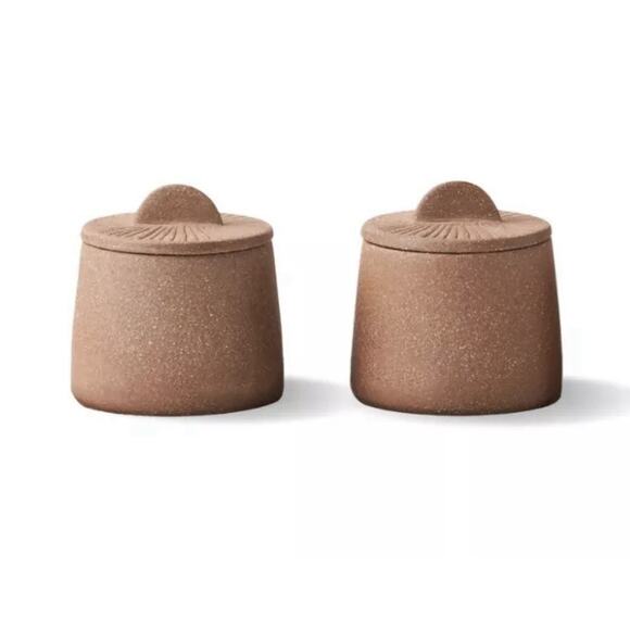 Citrine Canyon Collection by Magenta Set of 2 Spice Jars Textured Terracotta - Picture 1 of 8